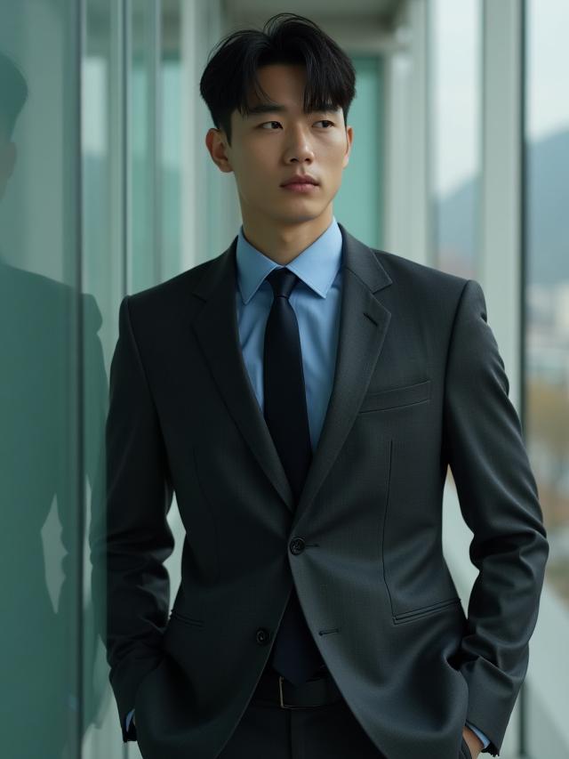 슬림 차콜 그레이 수트